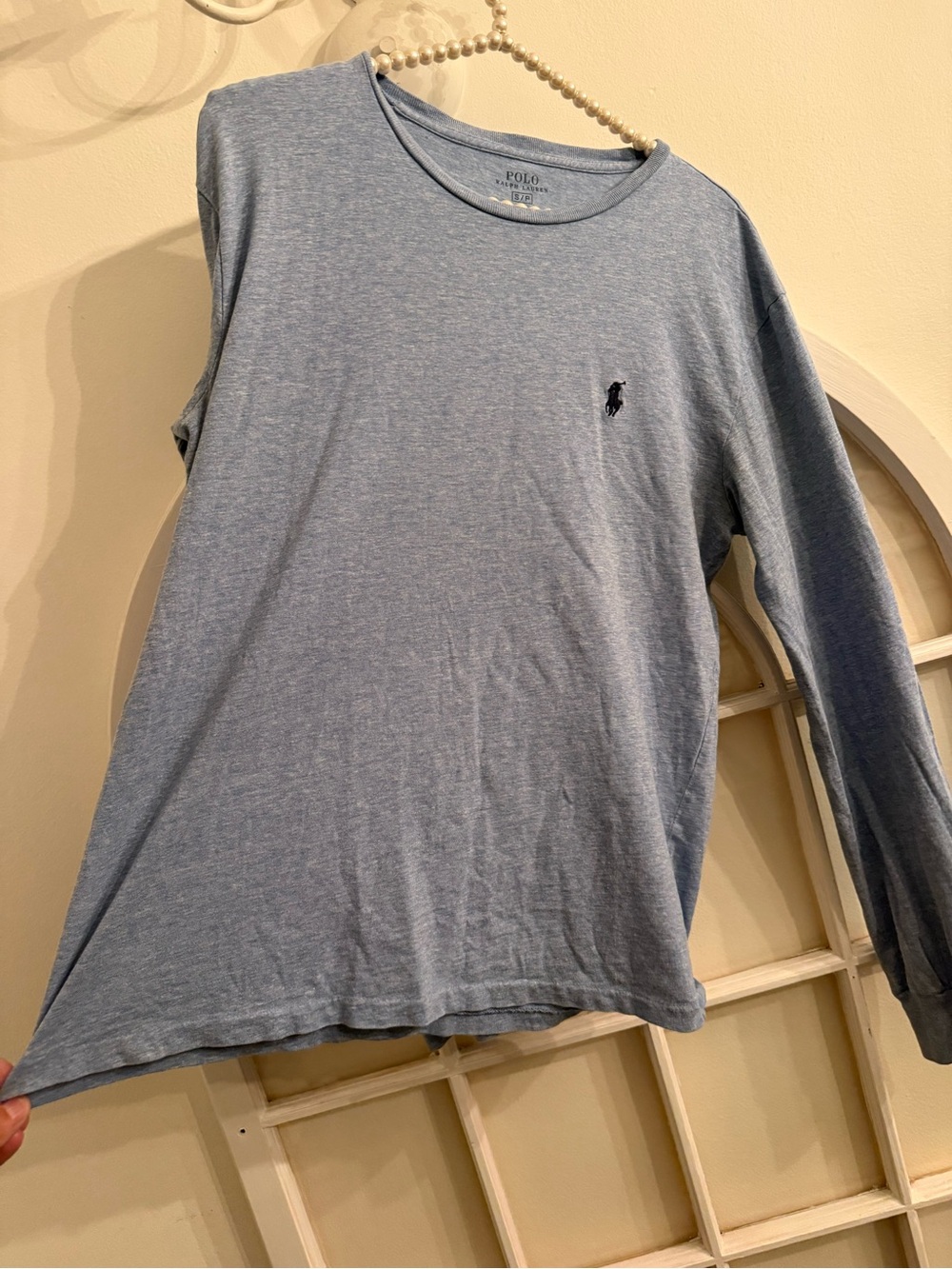 Polo by Ralph Lauren Heathered Light Blue Long-Sleeve Crewneck